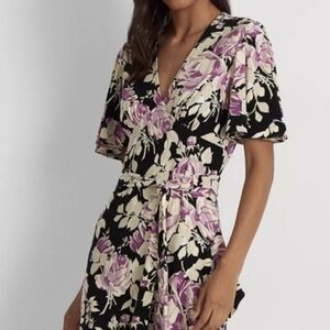 Ralph Lauren Flutter Sleeve Floral Faux Wrap Midi Dress 12
